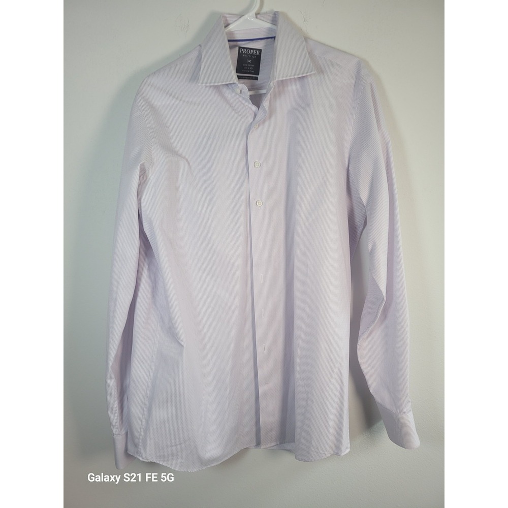 Proper Shirtings Men Long Sleeve Button Contemporary Fit Shirt 16 1/2 Tall 36-37 - Picture 2 of 7